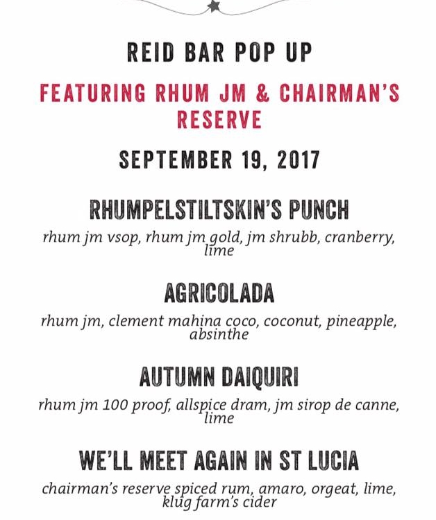 Rhum J.M and Chairman’s Reserve Pop-Up at River Roast Tuesday