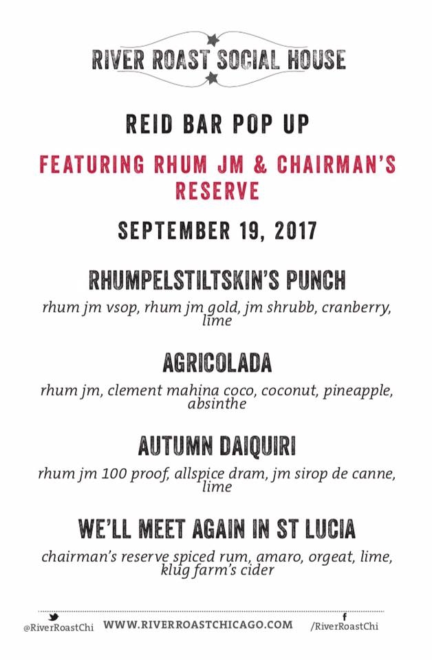 Rhum J.M and Chairman’s Reserve Pop-Up at River Roast Tuesday